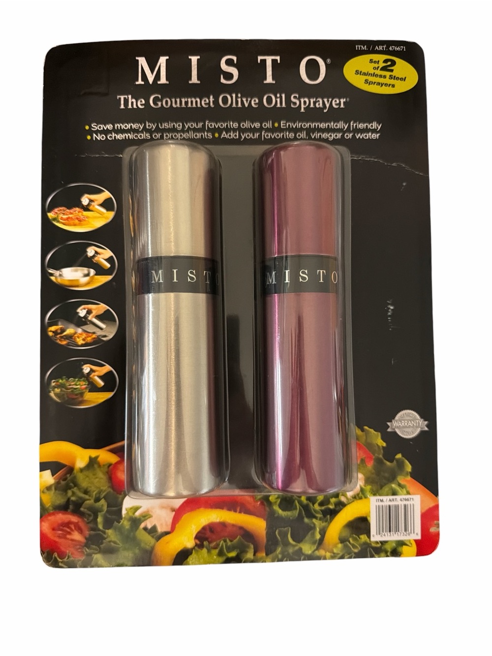 Misto Gourmet Olive Oil Sprayer 2 Pack Silver & Red Brand New